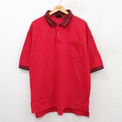 XL★古着 半袖 ポロ シャツ メンズ 鹿の子 大きいサイズ コットン 赤 レッド 25jul07 中古 トップス