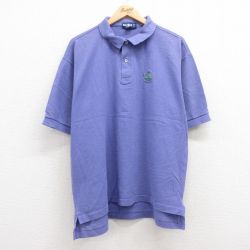 XL★古着 半袖 ポロ シャツ メンズ 90年代 90s ハードロックカフェ ホノルル 鹿の子 大きいサイズ コットン USA製 薄紫 パープル 25jul09 中古 トップス