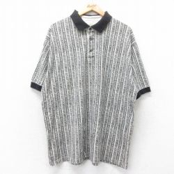 【50%OFF】XL★古着 セントジョンズベイ 半袖 ポロ シャツ メンズ 00年代 00s 大きいサイズ コットン グレー他 ストライプ 25jul11 中古 トップス
