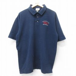 【50%OFF】XL★古着 半袖 ポロ シャツ メンズ ラシュモア山 鹿の子 コットン 紺 ネイビー 25jul11 中古 トップス