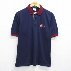 リンゴ 90s 半袖ポロシャツ ネイビー L | 古着