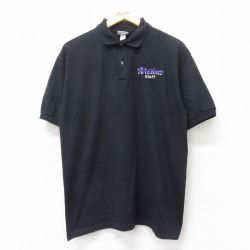 Wild cat 半袖ポロシャツ ワンポイント ブラック L | 古着