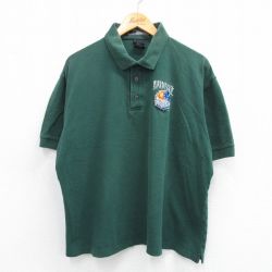【50%OFF】XL★古着 半袖 ポロ シャツ メンズ ミシガン SPARTANS 鹿の子 大きいサイズ コットン 緑 グリーン 25jul14 中古 トップス