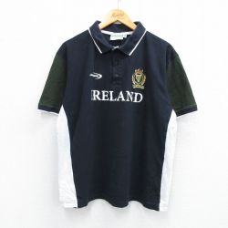【20%OFF】XL★古着 半袖 ポロ シャツ メンズ アイルランド コットン 緑他 グリーン 25jul14 中古 トップス