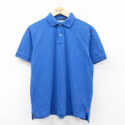L★古着 IZOD 半袖 ポロ シャツ メンズ ワンポイントロゴ 鹿の子 青 ブルー 25jul15 中古 トップス