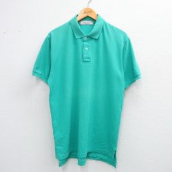 XL★古着 半袖 ポロ シャツ メンズ 90年代 90s 鹿の子 コットン 青緑系 25jul16 中古 トップス