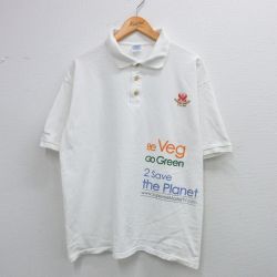 XL★古着 半袖 ポロ シャツ メンズ 00年代 00s SOS 鹿の子 コットン 白 ホワイト 25jul16 中古 トップス