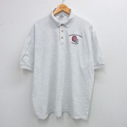 【20%OFF】XL★古着 ヘインズ Hanes 半袖 ポロ シャツ メンズ 00年代 00s ミリタリー アーミー ARMY 鹿の子 大きいサイズ 薄グレー 霜降り 25jul16 中古 トップス
