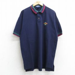 XL★古着 半袖 ポロ シャツ メンズ 90年代 90s ハードロックカフェ ブッシュビル 鹿の子 コットン USA製 紺 ネイビー 25jul18 中古 トップス