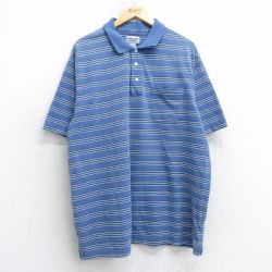 XL★古着 半袖 ポロ シャツ メンズ 00年代 00s 鹿の子 大きいサイズ 青他 ブルー ボーダー 25jul18 中古 トップス