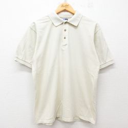 L★古着 半袖 ポロ シャツ メンズ 00年代 00s コットン 薄ベージュ カーキ 25jul24 中古 トップス