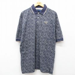 XL★古着 半袖 ポロ シャツ メンズ DOMINION 大きいサイズ コットン 紺他 ネイビー 25jul24 中古 トップス