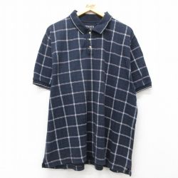 【50%OFF】XL★古着 半袖 ポロ シャツ メンズ 00年代 00s 大きいサイズ コットン 紺他 ネイビー チェック 25jul24 中古 トップス