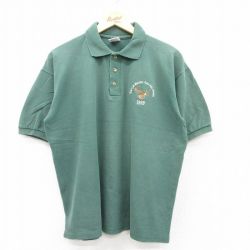 XL★古着 半袖 ポロ シャツ メンズ 90年代 90s EAGLE 鹿の子 コットン 緑 グリーン 25jul22 中古 トップス