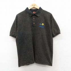 【20%OFF】L★古着 半袖 ポロ シャツ メンズ 00年代 00s アリゾナ コットン 黒 ブラック ブリーチ加工 25jul22 中古 トップス