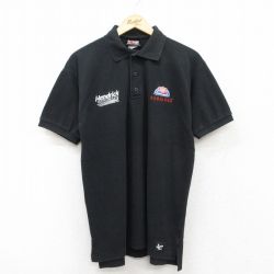 【50%OFF】L★古着 半袖 ポロ シャツ メンズ NASCAR Hendrick ケーシーケイン 鹿の子 黒 ブラック 25jul22 中古 トップス