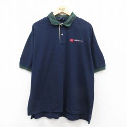 XL★古着 半袖 ポロ シャツ メンズ 90年代 90s CHARD 鹿の子 大きいサイズ コットン USA製 紺他 ネイビー 25jul22 中古 トップス
