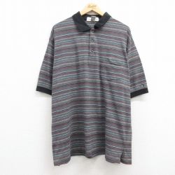 【50%OFF】XL★古着 グランドスラム 半袖 ポロ シャツ メンズ 00年代 00s 胸ポケット付き 大きいサイズ グレー他 ボーダー 25jul22 中古 トップス