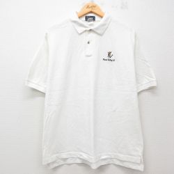 XL★古着 半袖 ポロ シャツ メンズ 90年代 90s ゴルフ 鹿の子 コットン USA製 白 ホワイト 25jul23 中古 トップス