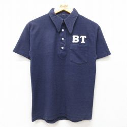 S★古着 半袖 ポロ シャツ メンズ 80年代 80s BT 鹿の子 紺 ネイビー 25jul23 中古 トップス
