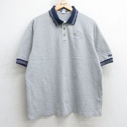【50%OFF】XL★古着 ジャージーズ 半袖 ポロ シャツ メンズ 90年代 90s エンブレム 鹿の子 コットン USA製 グレー 霜降り他 25jul25 中古 トップス