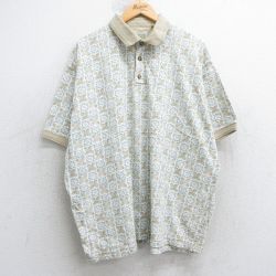 XL★古着 セントジョンズベイ 半袖 ポロ シャツ メンズ 00年代 00s 総柄 大きいサイズ コットン ベージュ他 カーキ 【spe】 25jul25 中古 トップス