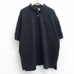 【50%OFF】XL★古着 ROCA WEAR 半袖 ポロ シャツ メンズ 鹿の子 大きいサイズ コットン 黒 ブラック 25jul25 中古 トップス