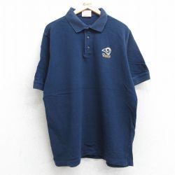 【50%OFF】XL★古着 半袖 ポロ シャツ メンズ 00年代 00s NFL ロサンゼルスラムズ 大きいサイズ コットン 紺 ネイビー アメフト スーパーボウル 25jul25 中古 トップス