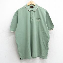 XL★古着 半袖 ポロ シャツ メンズ ジャックダニエル 酒 鹿の子 大きいサイズ コットン 緑 グリーン 25jul25 中古 トップス