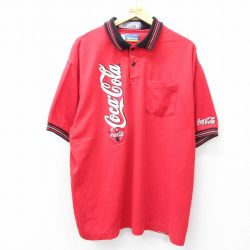 XL★古着 半袖 ポロ シャツ メンズ 90年代 90s コカコーラ 鹿の子 大きいサイズ USA製 赤 レッド 【spe】 25jul26 中古 トップス