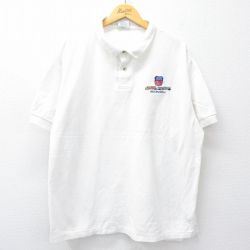 【50%OFF】XL★古着 半袖 ポロ シャツ メンズ 90年代 90s 列車 大きいサイズ コットン USA製 白 ホワイト 25jul30 中古 トップス