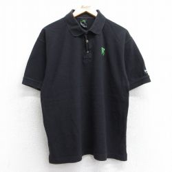 L★古着 半袖 ポロ シャツ メンズ モンスター エナジードリンク 鹿の子 コットン 黒 ブラック 25jul31 中古 トップス