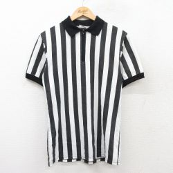 【50%OFF】マジェスティック 90s 半袖ハーフジップポロシャツ ストライプ ホワイト M | 古着