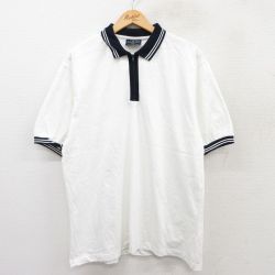 【20%OFF】XL★古着 半袖 ハーフジップ ポロ シャツ メンズ 90年代 90s コットン USA製 白他 ホワイト 25aug20 中古 トップス