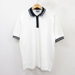 【50%OFF】XL★古着 半袖 ハーフジップ ポロ シャツ メンズ 90年代 90s コットン USA製 白他 ホワイト 25aug20 中古 トップス