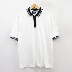 【20%OFF】XL★古着 半袖 ハーフジップ ポロ シャツ メンズ 90年代 90s コットン USA製 白他 ホワイト 25aug20 中古 トップス