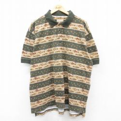 【50%OFF】XL★古着 ウールリッチ WOOLRICH 半袖 ポロ シャツ メンズ 00年代 00s 魚 大きいサイズ 緑他 グリーン 【spe】 25aug20 中古 トップス