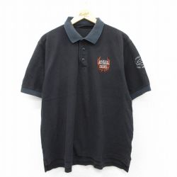 XL★古着 半袖 ポロ シャツ メンズ 00年代 00s ハーレーダビッドソン Harley Davidson 大きいサイズ 鹿の子 黒 ブラック 25aug20 中古 トップス