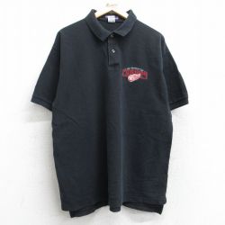 【50%OFF】XL★古着 フルーツオブザルーム 半袖 ポロ シャツ メンズ 90年代 90s NHL デトロイトレッドウィングス 鹿の子 大きいサイズ コットン 黒 ブラック アイスホッケー 25aug22 中古 トップス