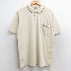 L★古着 グランドスラム 半袖 ポロ シャツ メンズ 80年代 80s ワンポイントロゴ 鹿の子 USA製 薄ベージュ カーキ 25aug22 中古 トップス