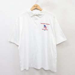 XL★古着 半袖 ポロ シャツ メンズ 80年代 80s 星条旗 大きいサイズ USA製 白 ホワイト 25aug23 中古 トップス