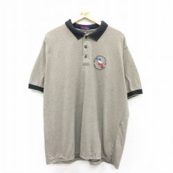 XL★古着 キングルイ 半袖 ポロ シャツ メンズ 90年代 90s トカゲ 大きいサイズ USA製 ベージュ系他 カーキ 25aug23 中古 トップス