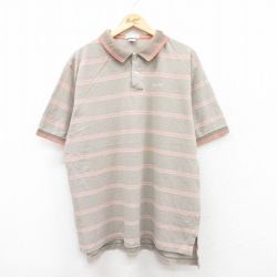 XL★古着 IZOD 半袖 ポロ シャツ メンズ 90年代 90s ワンポイントロゴ 鹿の子 大きいサイズ コットン ベージュ他 カーキ ボーダー 25aug23 中古 トップス