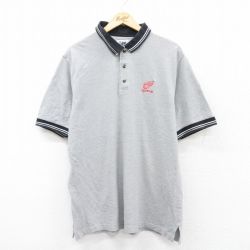XL★古着 リー Lee 半袖 ポロ シャツ メンズ 00年代 00s NHL デトロイトレッドウィングス 鹿の子 グレー 霜降り アイスホッケー 25aug23 中古 トップス