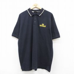 XL★古着 半袖 ポロ シャツ メンズ 00年代 00s ミシガン 大きいサイズ 黒 ブラック 25aug23 中古 トップス