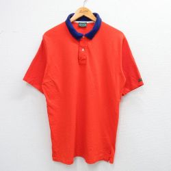 L★古着 IZOD 半袖 ポロ シャツ メンズ 90年代 90s コットン USA製 オレンジ 25aug23 中古 トップス