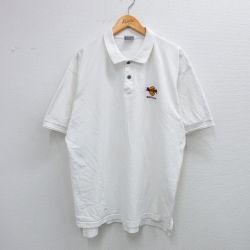 XL★古着 半袖 ポロ シャツ メンズ 00年代 00s ハードロックカフェ バルセロナ 鹿の子 大きいサイズ コットン 白 ホワイト 25sep02 中古 トップス