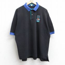 XL★古着 半袖 ポロ シャツ メンズ 90年代 90s ゴルフ 鹿の子 大きいサイズ コットン USA製 黒 ブラック 25sep06 中古 トップス