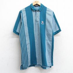 【50%OFF】90s 半袖ポロシャツ ストライプ グリーン L | 古着