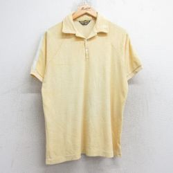 XL★古着 シアーズ 半袖 ポロ シャツ メンズ 80年代 80s パイル地 ラグラン 開襟 オープンカラー 黄 イエロー 25sep11 中古 トップス